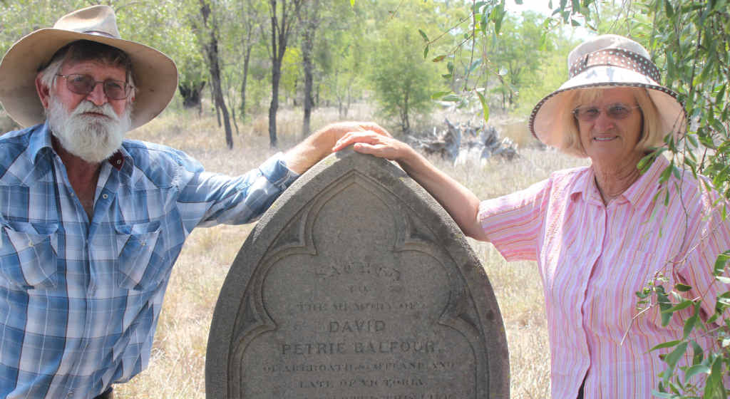 SIGN OF THE PAST: Joe and Estelle Bridgeman stand by the site of the single gravestone found at Lilyvale. SIGN OF THE PAST: Joe and Estelle Bridgeman stand by the site of the single gravestone found at Lilyvale.